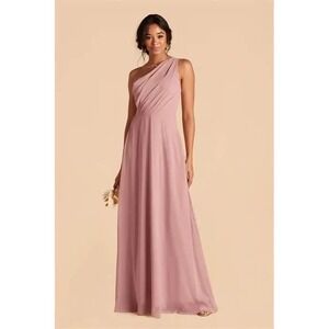 Birdy Grey Kira One Shoulder Chiffon Maxi Dress Pink‎ Pale Blush Womens Size XXL